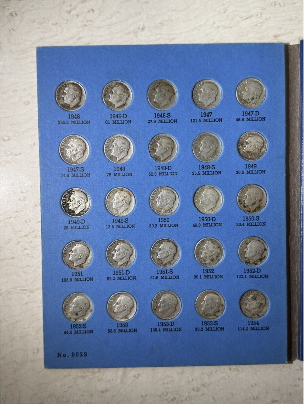 1946-1980 Roosevelt Dime Set 77 Coins Complete 48 Coin 90% Silver Whitman Album